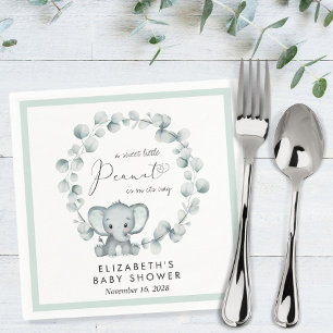 Cute Elephant Eucalyptus Baby Shower Napkins