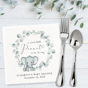 Cute Elephant Eucalyptus Baby Shower Napkins
