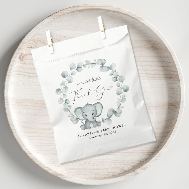Cute Elephant Eucalyptus Baby Shower Thank You Favor Bag (Creator Uploaded)
