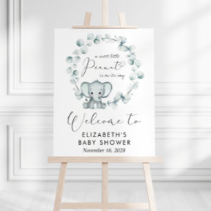 Cute Elephant Eucalyptus Baby Shower Welcome Foam Board