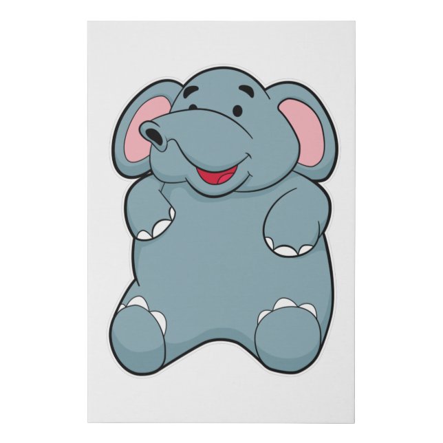 Cute Elephant Faux Canvas Print (Front)