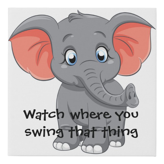Cute Elephant Faux Canvas Print (Front)