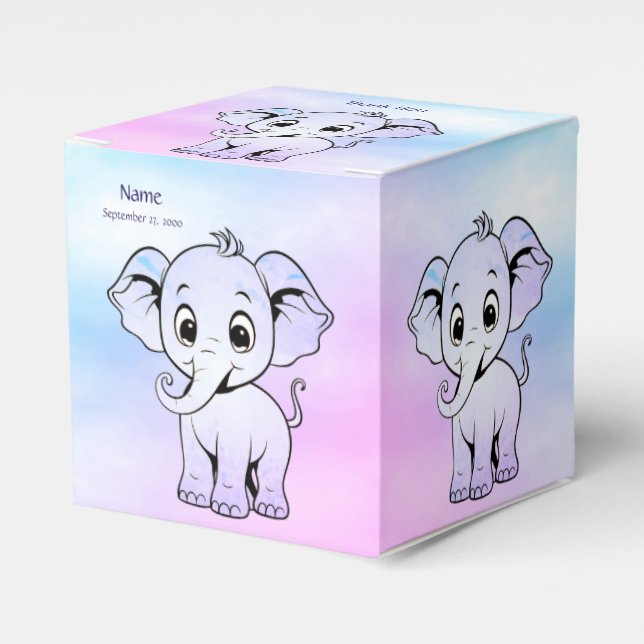 Cute Elephant Favor Box (Front Side)