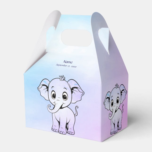 Cute Elephant Favor Box (Front Side)