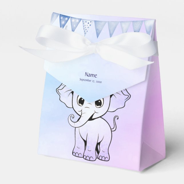 Cute Elephant Favor Box (Front Side)