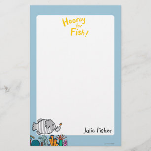 Cute Elephant Fish Scene with Coral Stationery