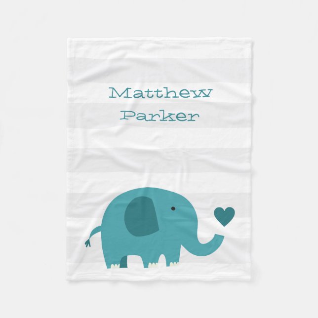 Cute Elephant Fleece Blanket (Front)