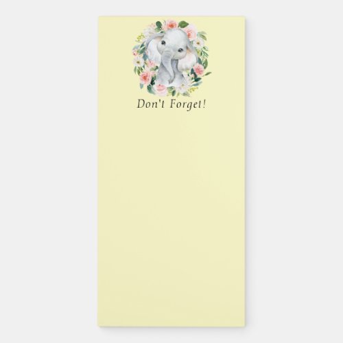 Cute Elephant Floral Happy Reminder Magnetic Notepad