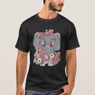 Cute Elephant Flowers T-Shirt