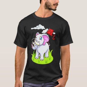 Cute Elephant Flying Kite Animals Kids Men Women M T-Shirt