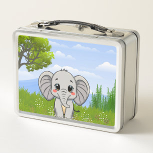 Cute elephant for cute kid metal lunch box