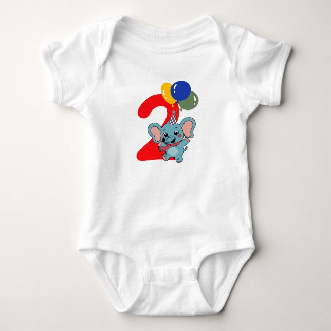 Cute elephant for toddlers Two months birthday Baby Bodysuit (Front)