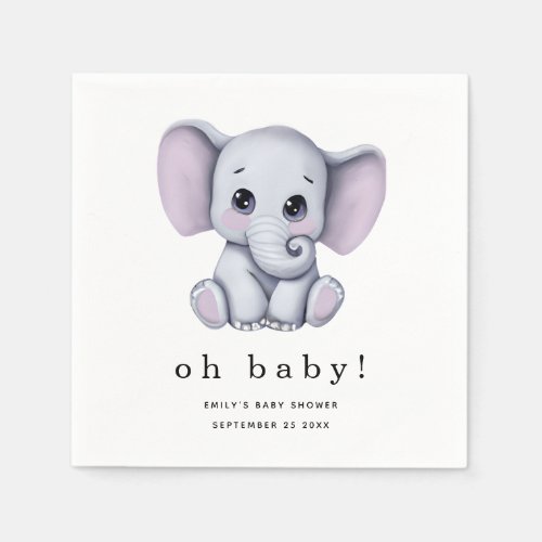 Cute Elephant Gender Neutral Baby Shower Napkins