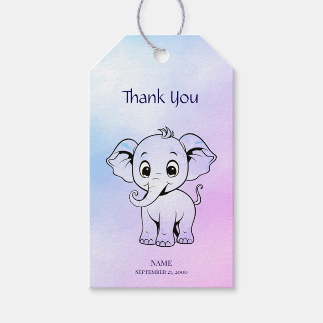 Cute Elephant Gift Tag (Front)