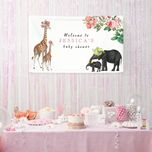 Cute Elephant  Giraffe Baby Shower Welcome Sign