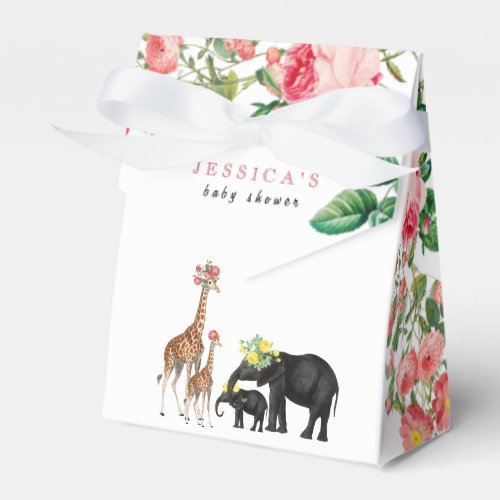 Cute Elephant  Giraffe Floral Baby Shower Girl Favor Boxes