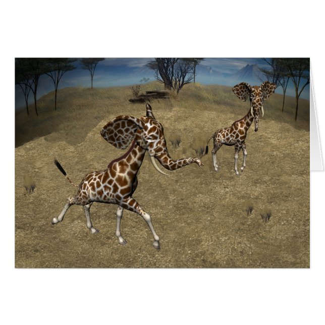 Cute Elephant Giraffes Cards (Front Horizontal)