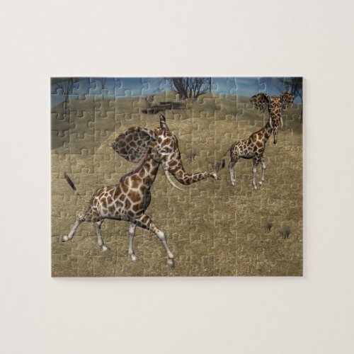 Cute Elephant Giraffes Jigsaw Puzzle