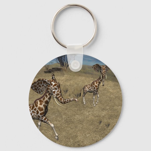 Cute Elephant Giraffes Keychain (Front)