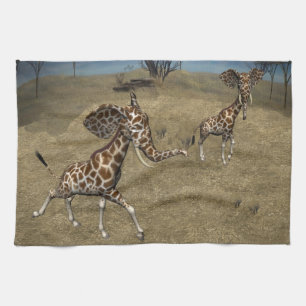 Cute Elephant Giraffes Kitchen Towel