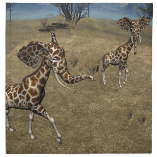 Cute Elephant Giraffes Napkin