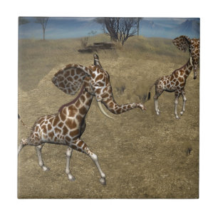 Cute Elephant Giraffes Tile