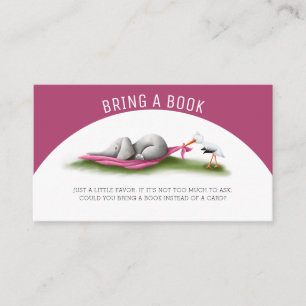 Cute Elephant Girl Baby Shower Book Request Enclosure Card