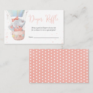 Cute Elephant Girl Baby Shower Diaper Raffle Card