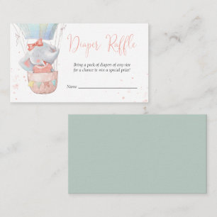 Cute Elephant Girl Baby Shower Diaper Raffle Card