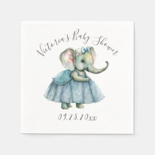 Cute Elephant Girl Baby Shower Napkins