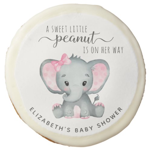 Cute Elephant Girl Baby Shower Sugar Cookie