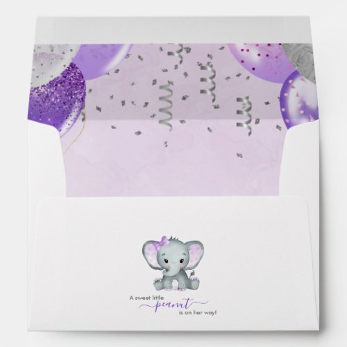 Cute Elephant Girl Balloons Baby Shower Envelope