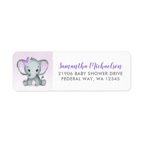Cute Elephant Girl Balloons Baby Shower  Label