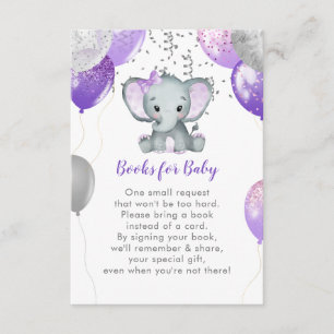 Cute Elephant Girl Balloons Books for Baby Enclosure Card