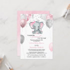 Cute Elephant Girl Balloons Virtual Baby Shower