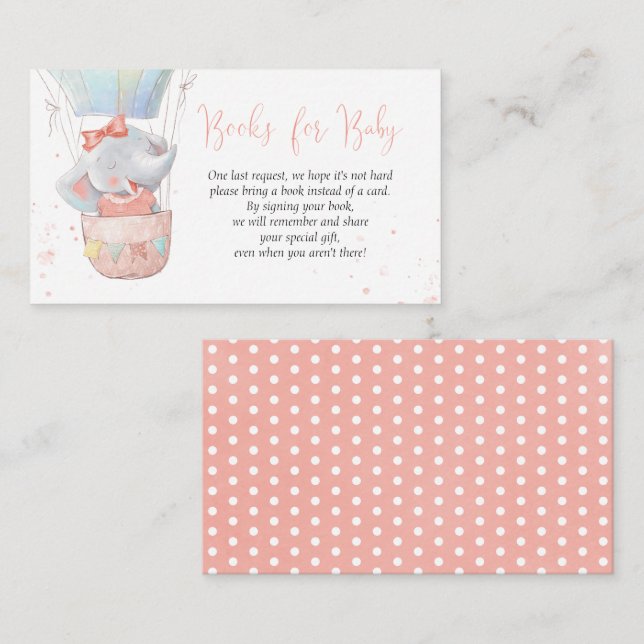 Cute Elephant Girl Books for Baby Card (Front/Back)