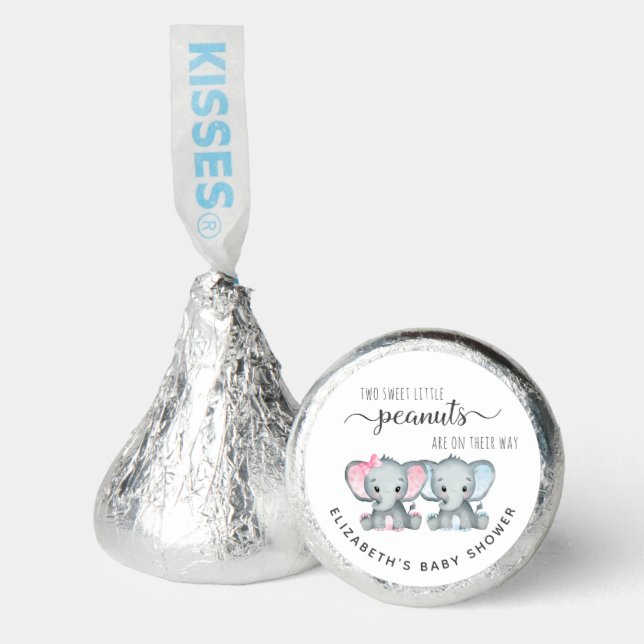 Cute Elephant Girl Boy Twins Baby Shower Hershey®'s Kisses® (Front)