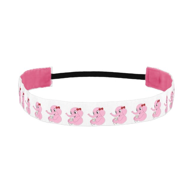 Cute elephant girl cartoon athletic headband (Front)