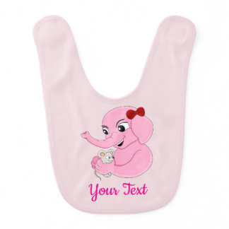 Cute elephant girl cartoon baby bib