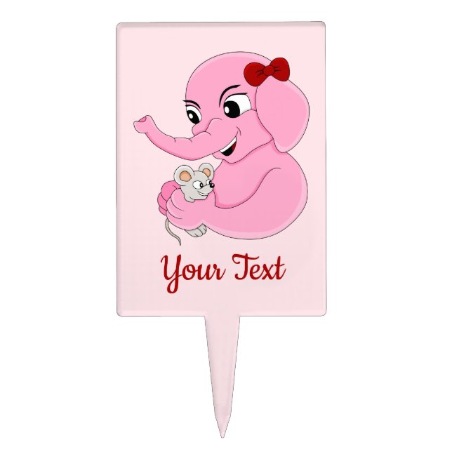 Cute elephant girl cartoon Cake Pick (Front)