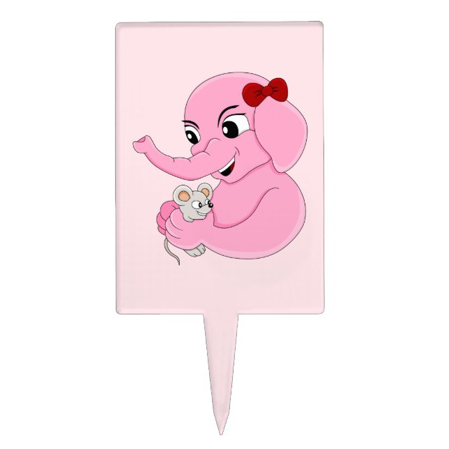 Cute elephant girl cartoon cake topper (Front)