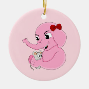 Cute elephant girl cartoon ceramic ornament