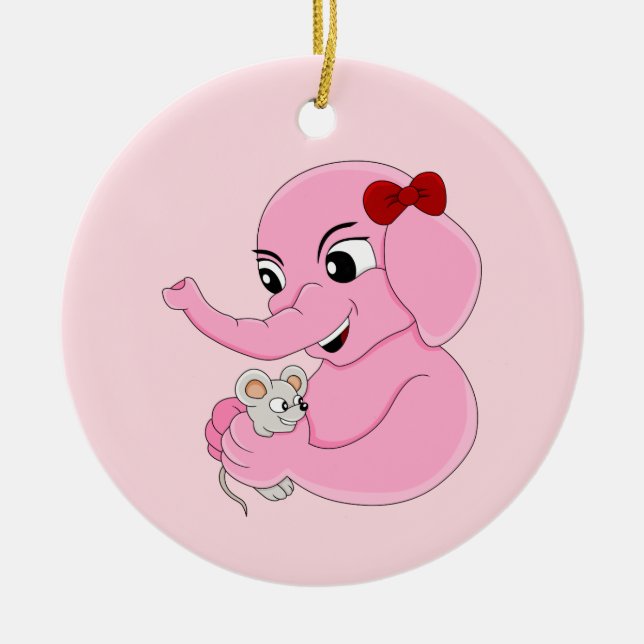 Cute elephant girl cartoon  ceramic ornament (Front)