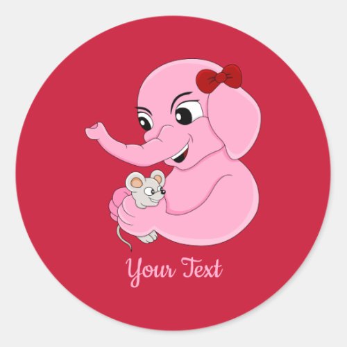 Cute elephant girl cartoon classic round sticker