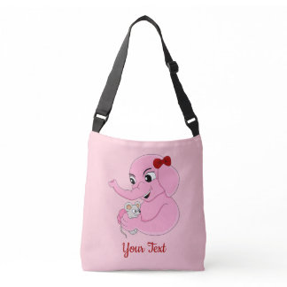 Cute elephant girl cartoon crossbody bag