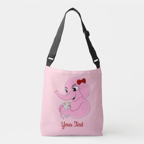 Cute elephant girl cartoon crossbody bag