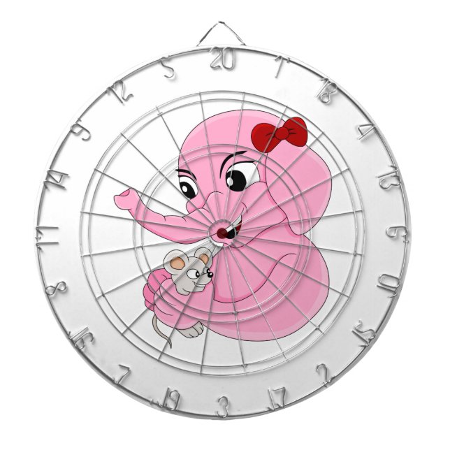 Cute elephant girl cartoon dart board (Front)