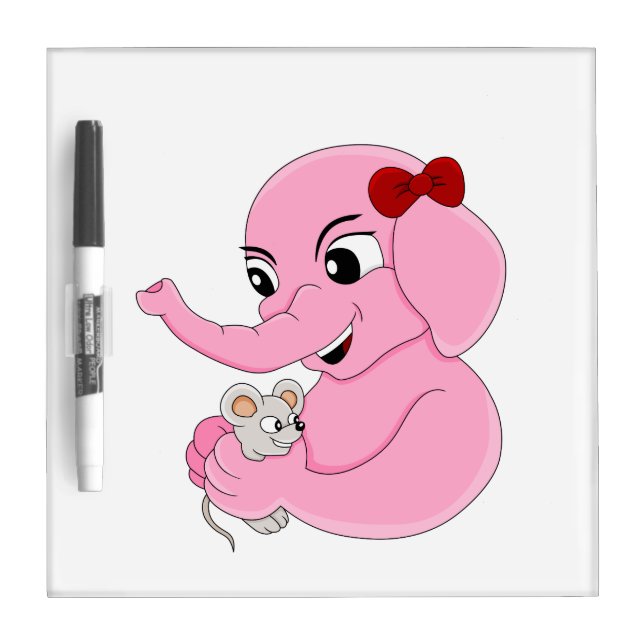 Cute elephant girl cartoon dry erase board (Front)