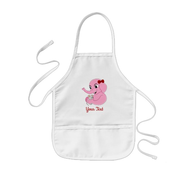 Cute elephant girl cartoon  kids' apron (Front)