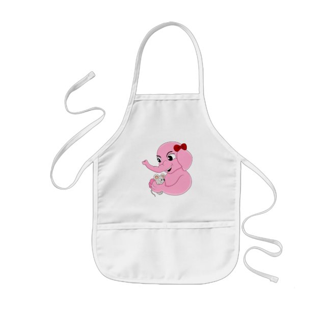 Cute elephant girl cartoon  kids' apron (Front)